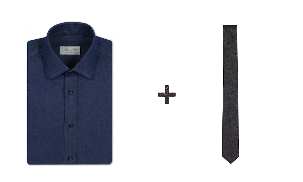 Associer chemise bleue et cravate noire ...