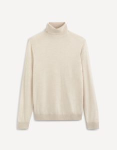 pull col roulé homme blanc