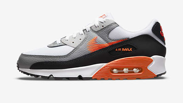 Nike Air max 90 white, gray and orange sneakers for men