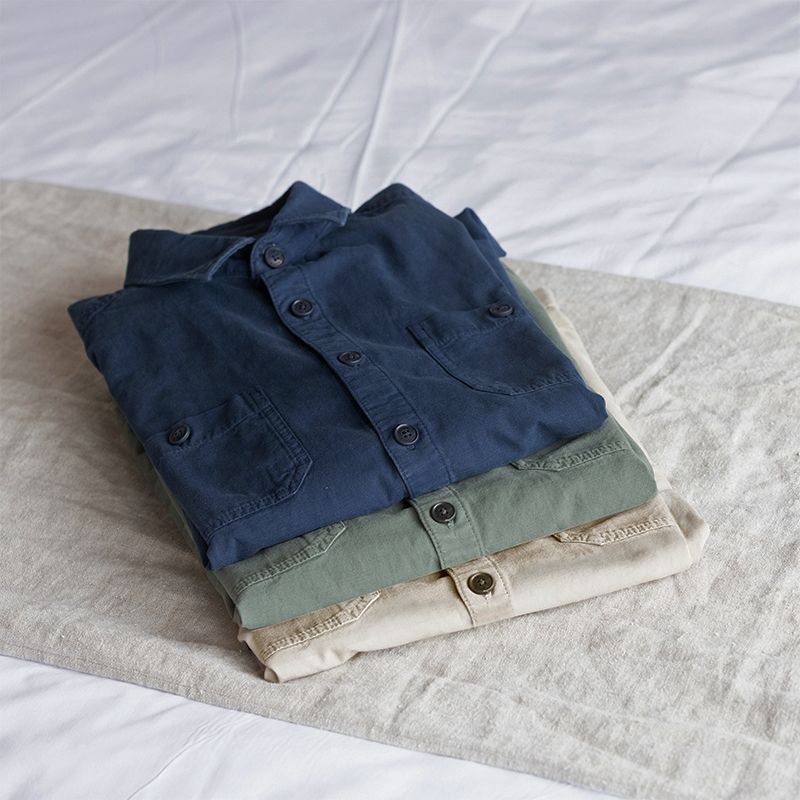 stack of three the nines linen and cotton overshirt