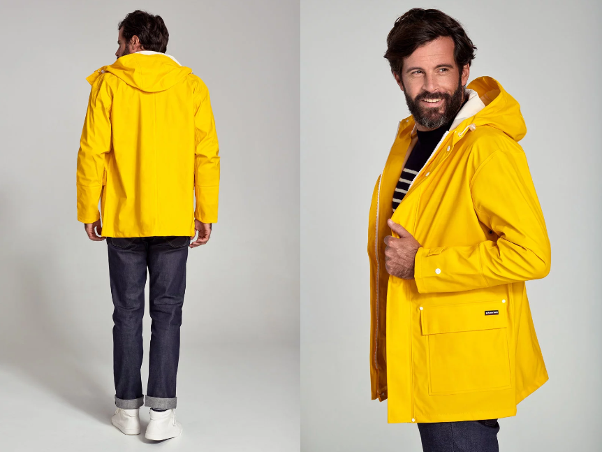 yellow coated raincoat for men